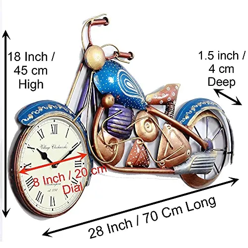 UNIVERSAL ART Wall Mount Bullet Bike Clock Wall Hanging/Wall Sculpture, Metal Decorative Art, Wall Decore for Home, Office & Cafe | Ideal GIft for Kids Bedroom