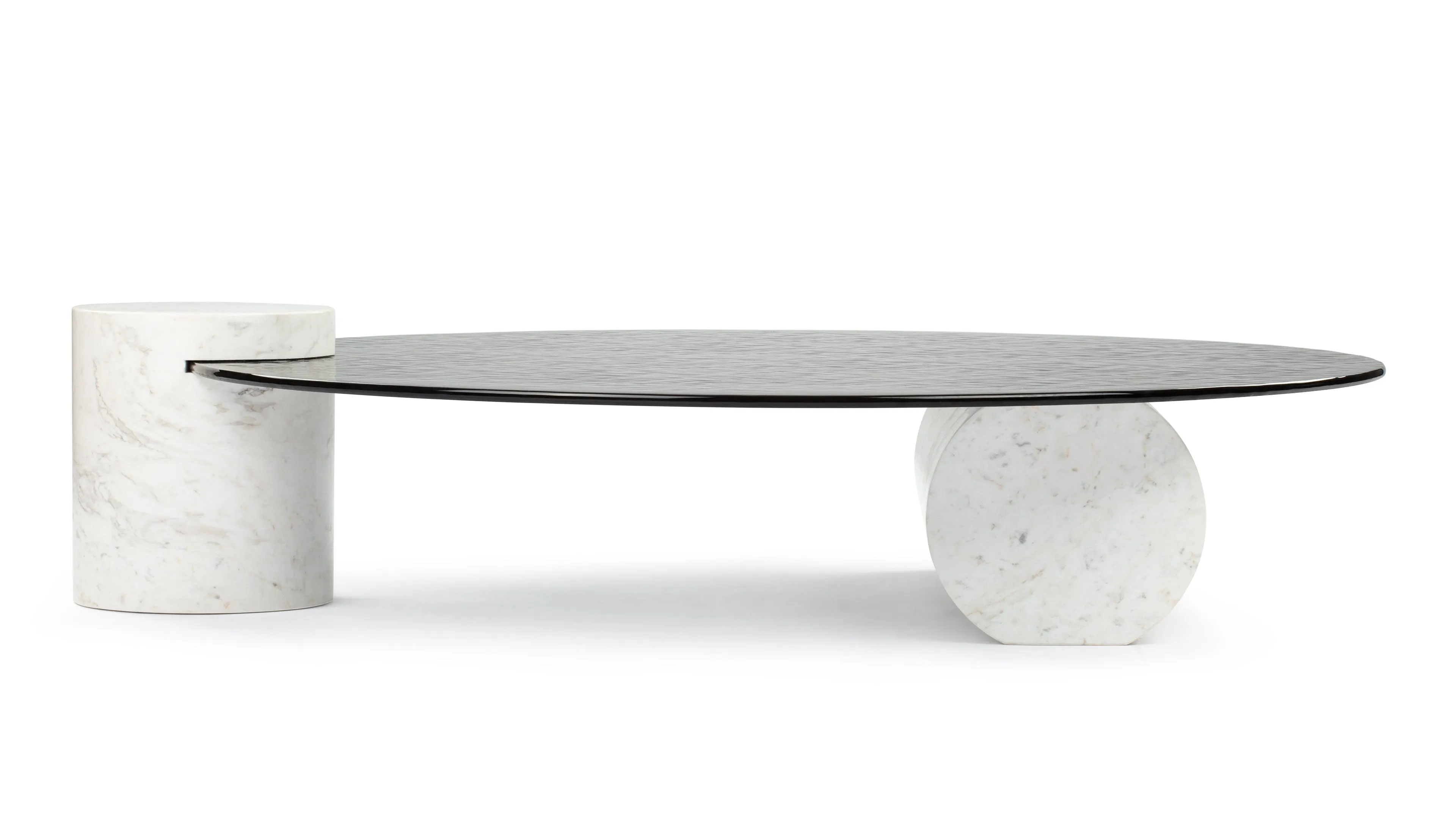 Verre Particulier - Verre Particulier Coffee Table, White Marble and Smoked Glass