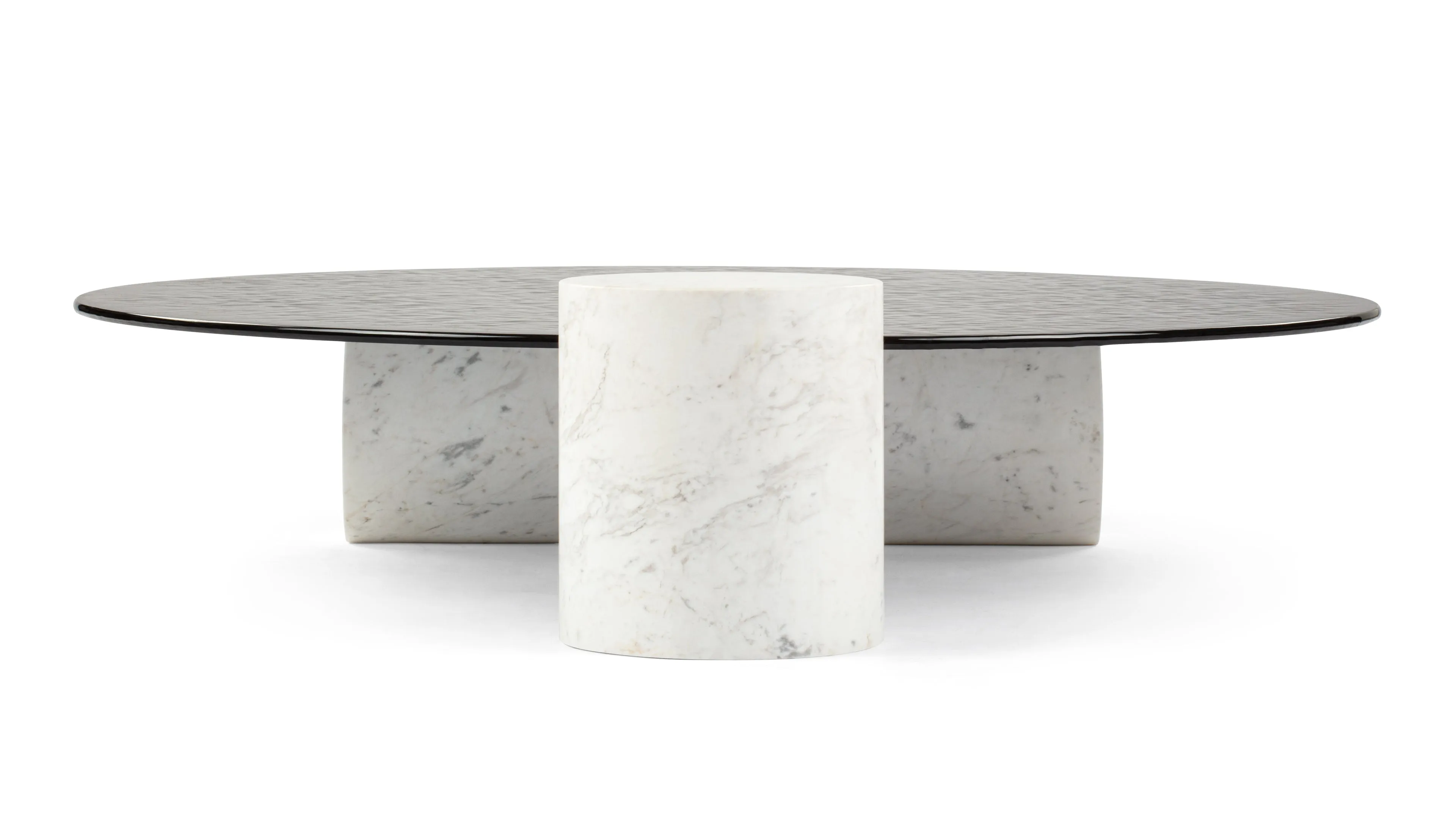 Verre Particulier - Verre Particulier Coffee Table, White Marble and Smoked Glass