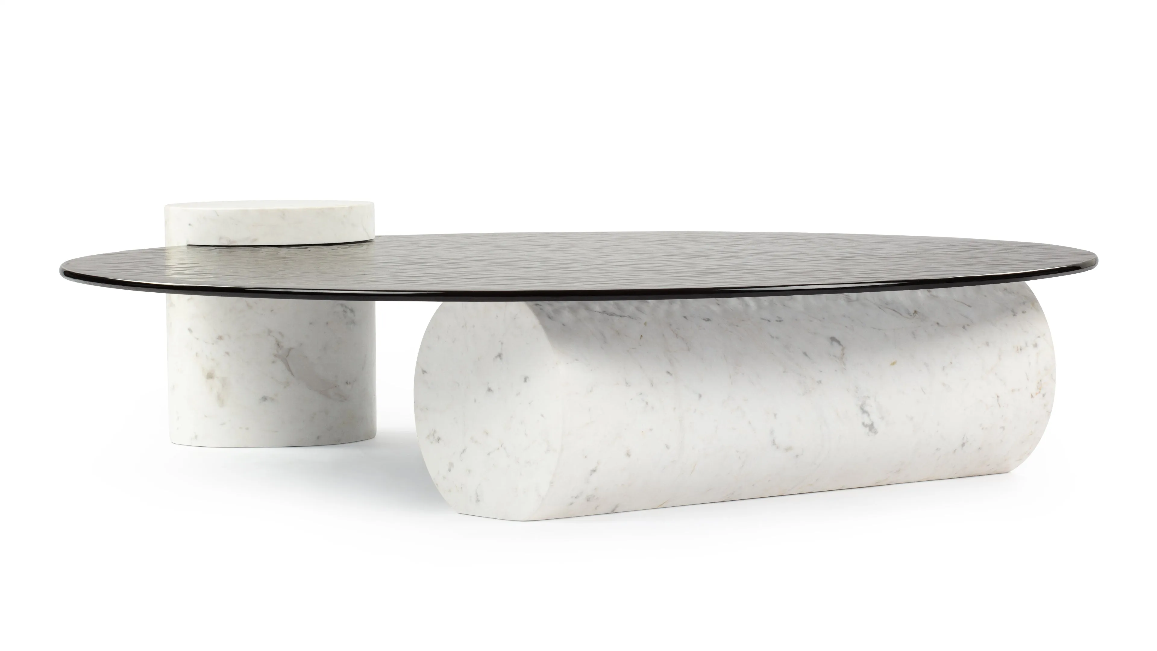 Verre Particulier - Verre Particulier Coffee Table, White Marble and Smoked Glass