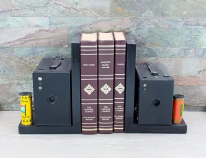 Vintage Camera Bookends - Kodak Brownie and Hawk-Eye - Photographer gift - Vintage Lover Gift - Movie Room Décor