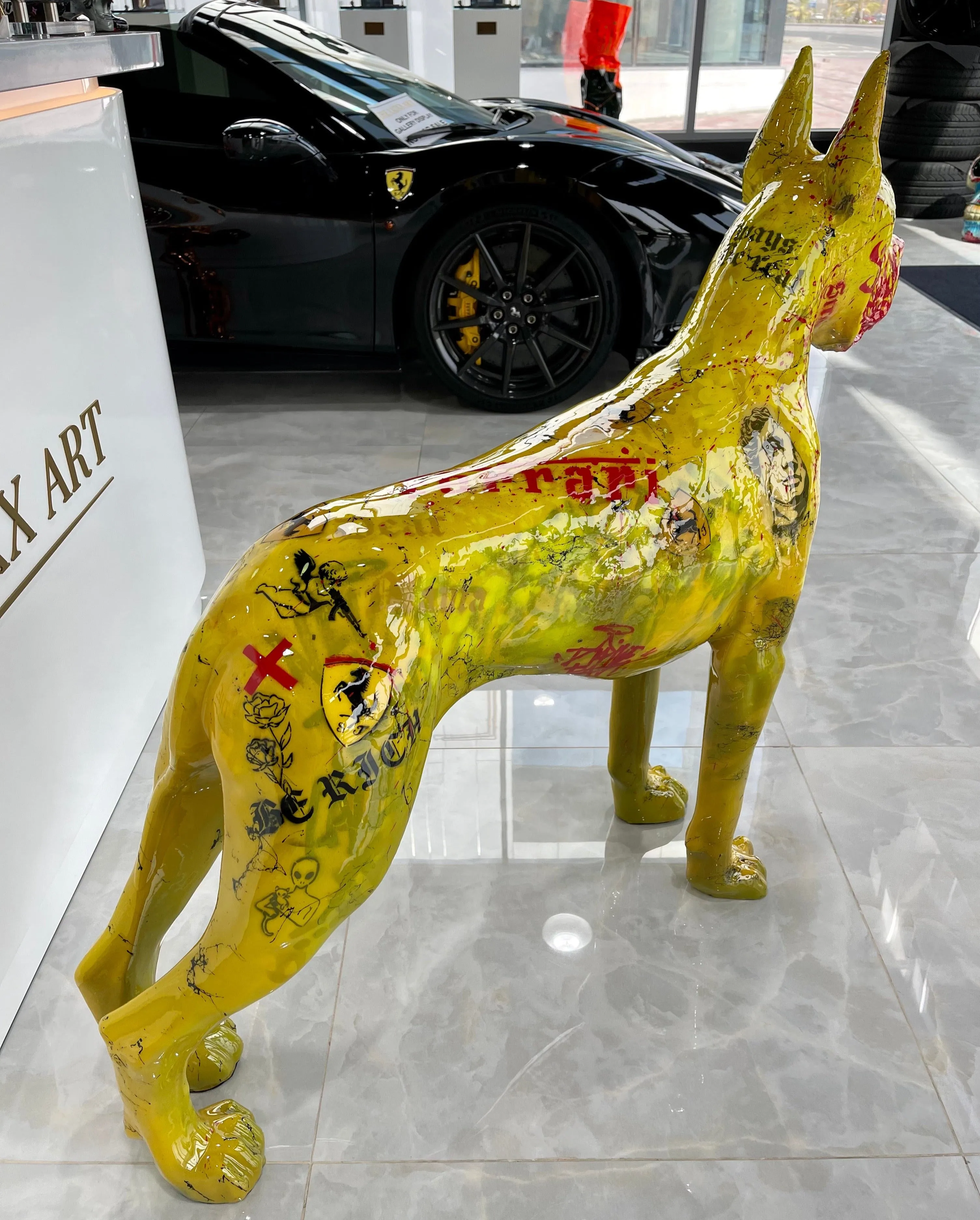 Yellow Ferrari dog