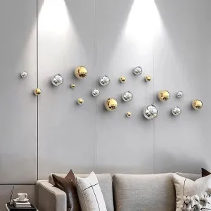 ZasaDecor Metal Wall Decor Set of 10 Luxury Ball Design Perfect for Living Room/Hotel/Restaurant/Bedroom/Drawing Room (Electroplating Gold And Silver)