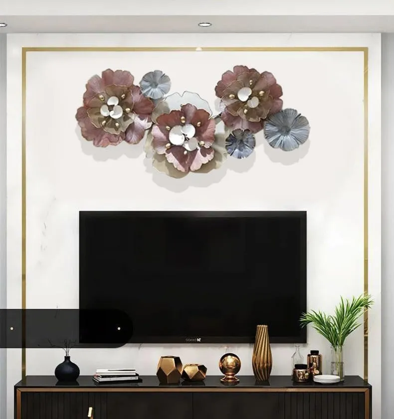 ZOVE Metal Wall Decor Flower Design Set Perfect for Living Room/Hotel/Restaurant/Bedroom/Drawing Room (Size : 43 X 19 inch)