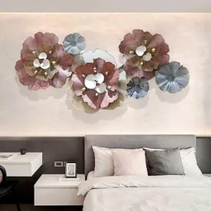 ZOVE Metal Wall Decor Flower Design Set Perfect for Living Room/Hotel/Restaurant/Bedroom/Drawing Room (Size : 43 X 19 inch)